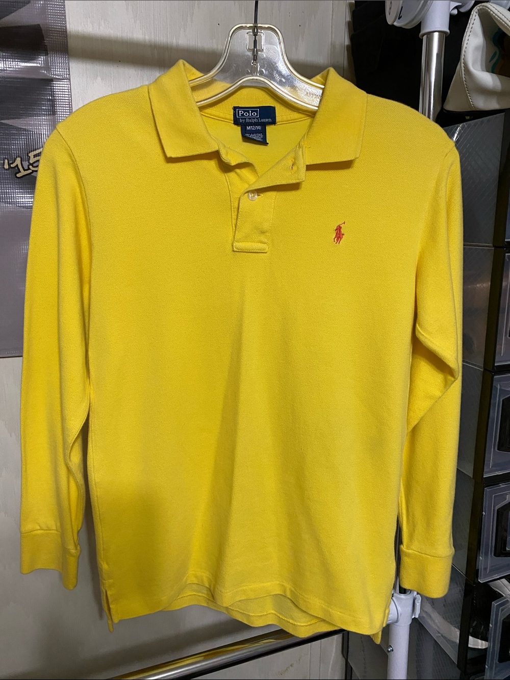 Polo Ralph Lauren Yellow Long Sleeve Polo with Pink Pony